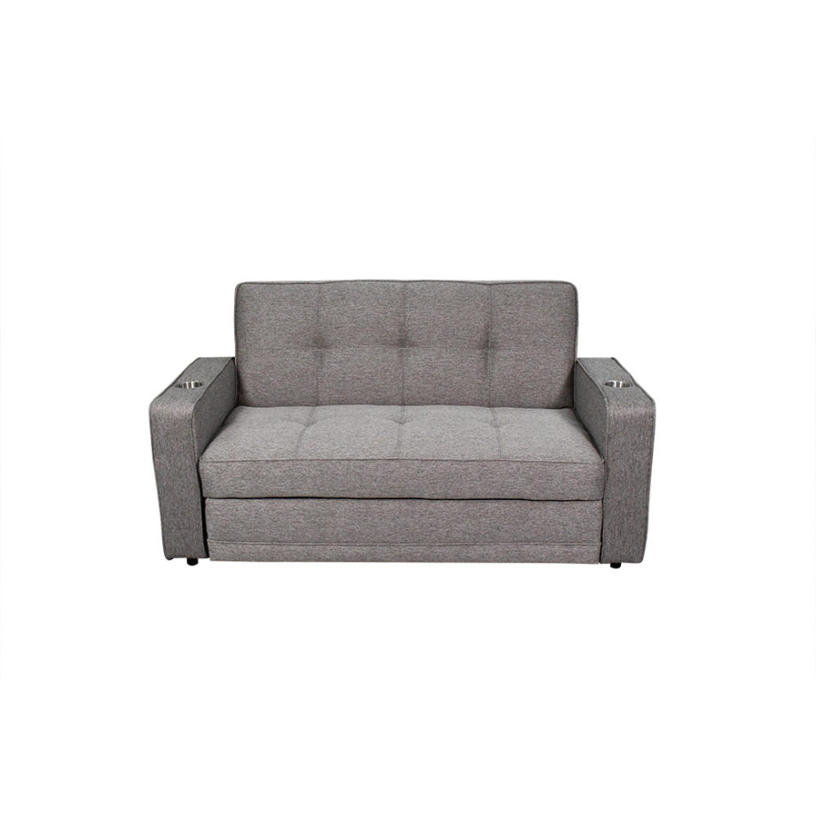 Vista frontal del sofá cama simoneta corona como sofá