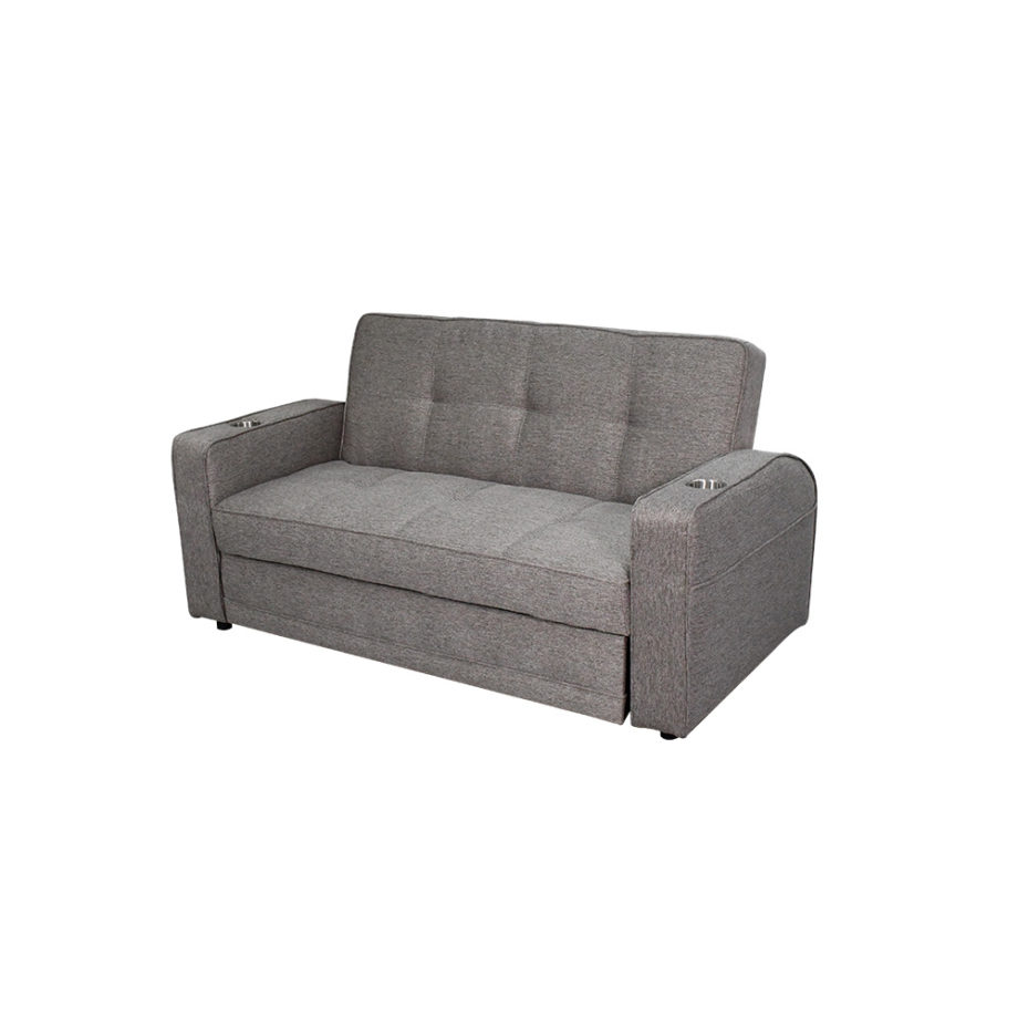 Vista lateral del sofá cama simoneta corona como sofá